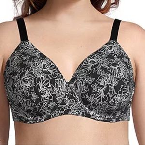 Ambrielle Black and White Floral Bra size 38B Underwire Bra